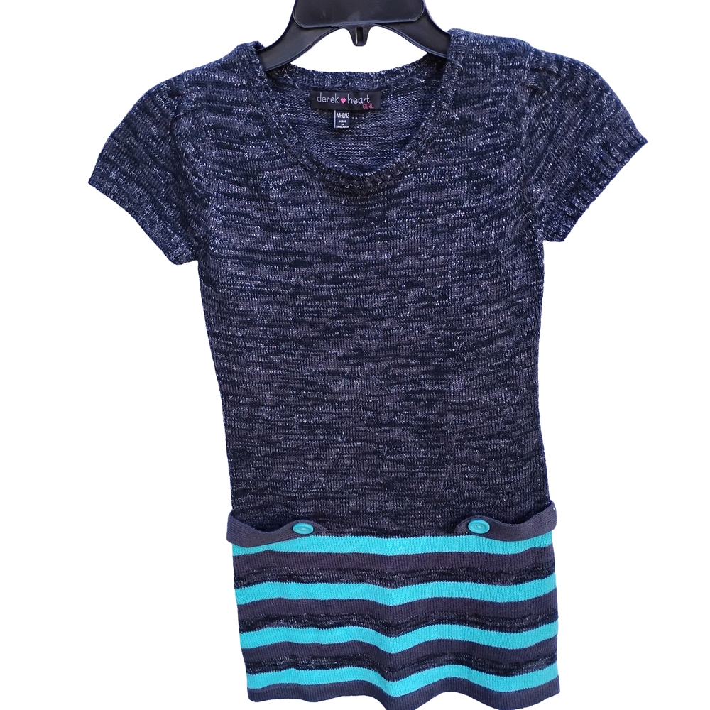 Derek Heart Kids Tee in Navy and Aqua
